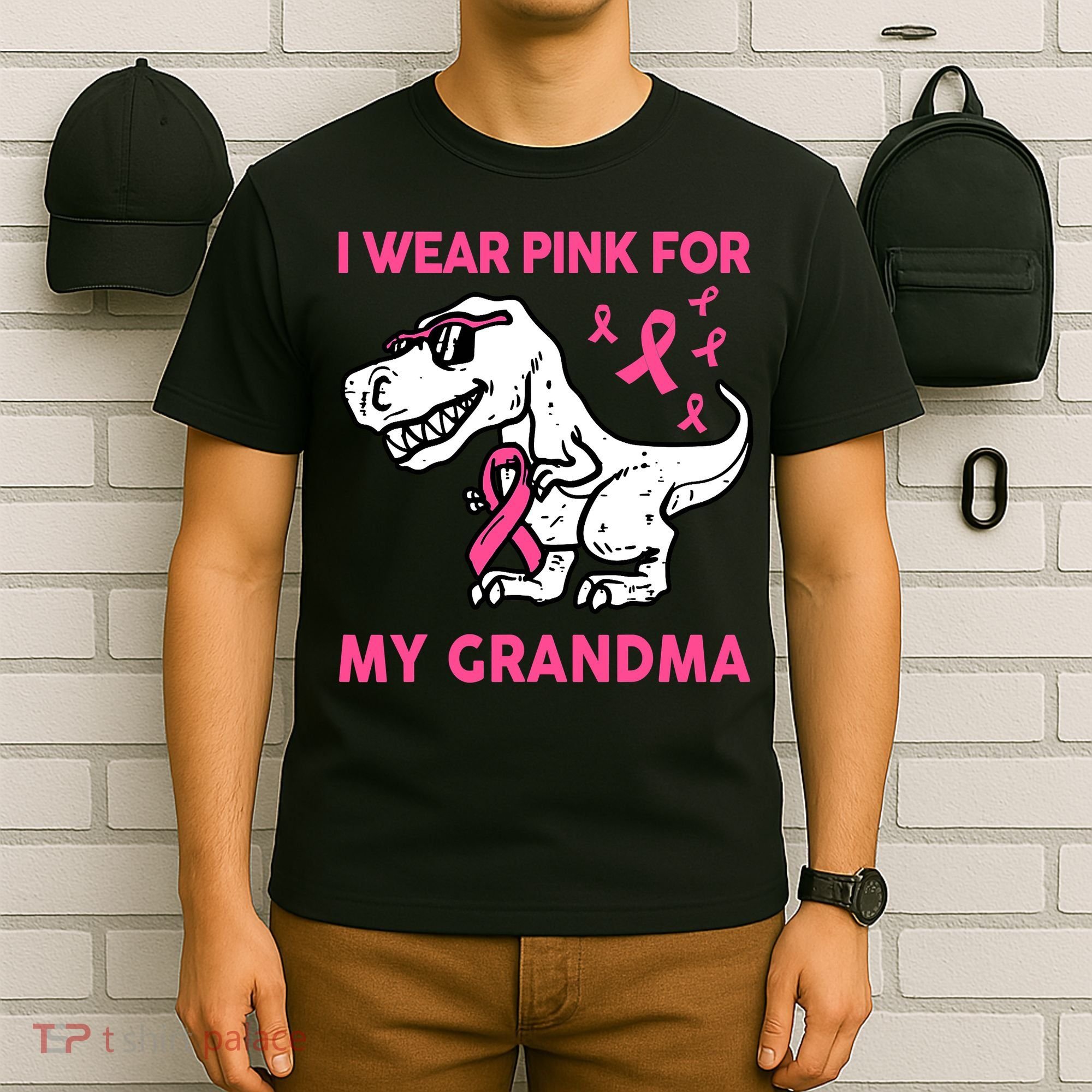 I Wear Pink For My Grandma Baby Funny Breast Cancer T-Shirt