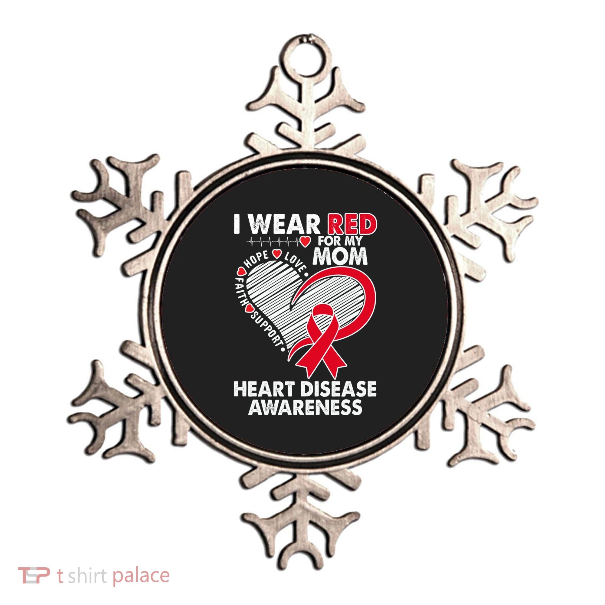 I Wear Red For My Mom Heart Disease Awareness Chd Survivors Gift Ornament