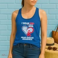 I Wear Red For My Mom Heart Disease Awareness Chd Survivors Gift Women's Tank Top thumb 2