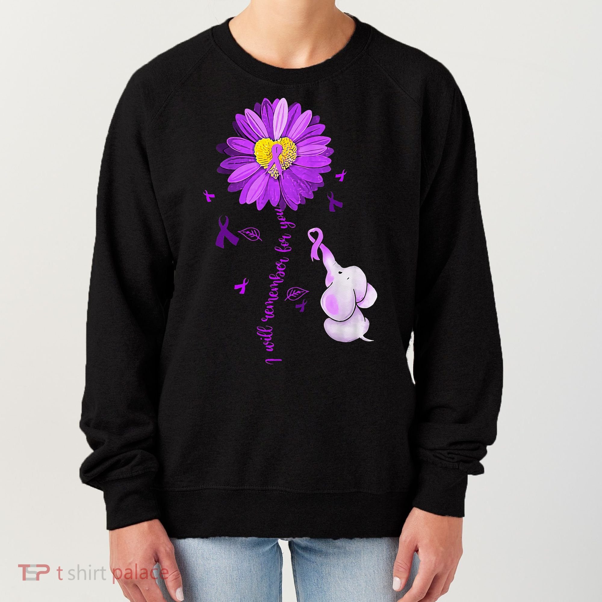 I Will Remember For You Elephant Alzheimers Awareness Women's Sweatshirt