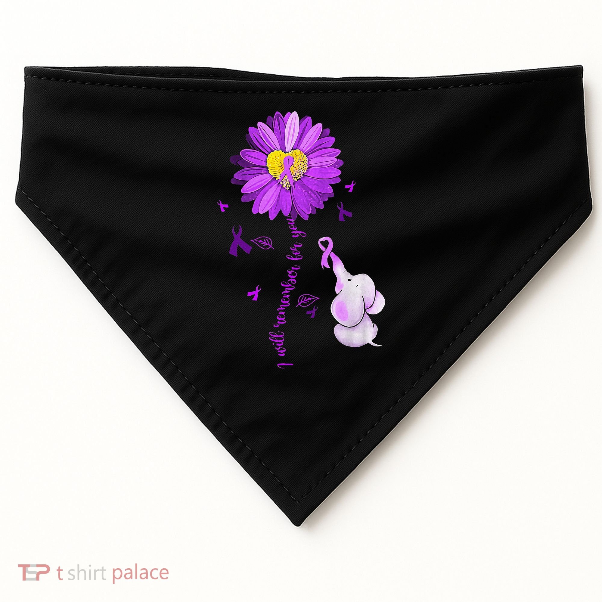 I Will Remember For You Elephant Alzheimers Awareness USA-Made Doggie Bandana