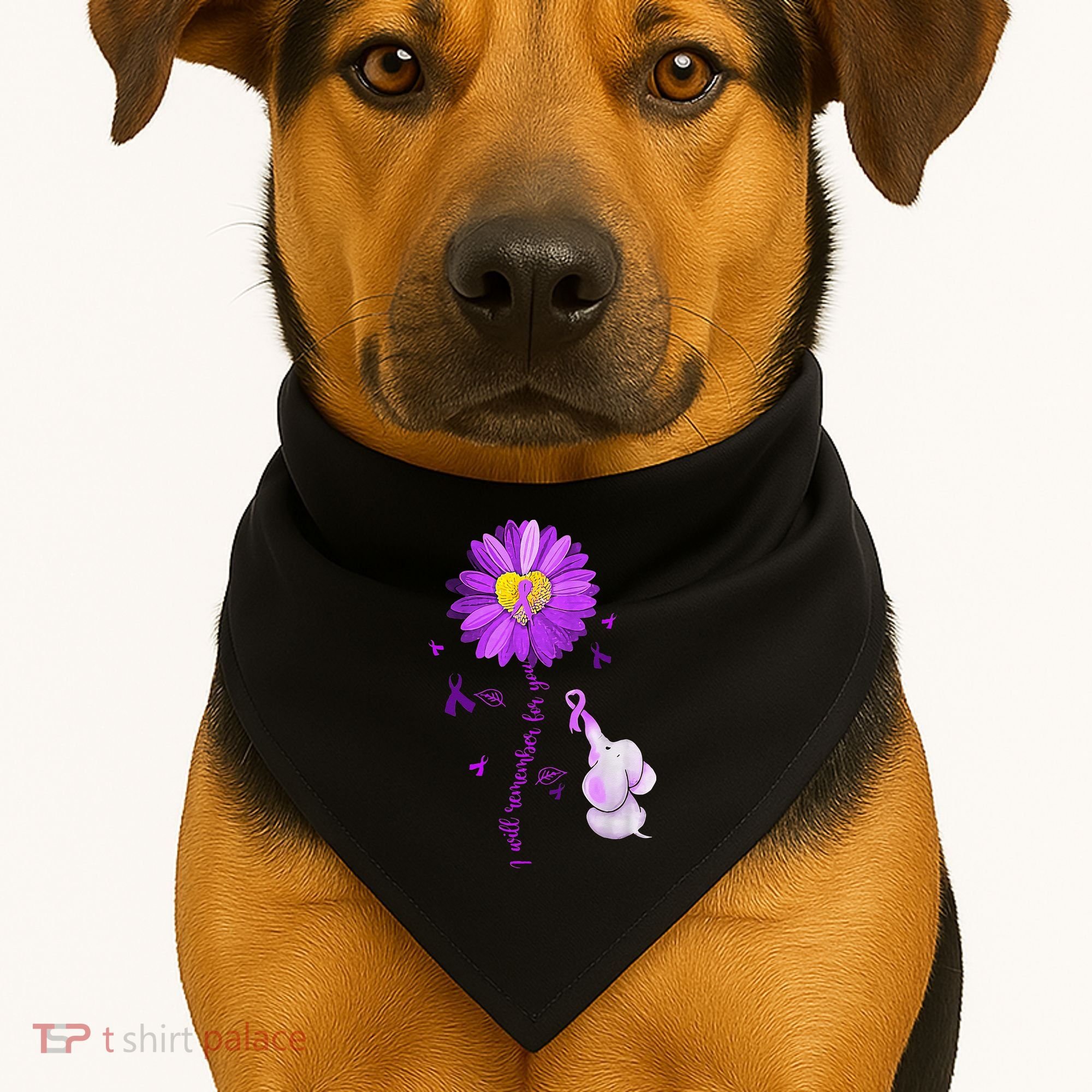 I Will Remember For You Elephant Alzheimers Awareness USA-Made Doggie Bandana