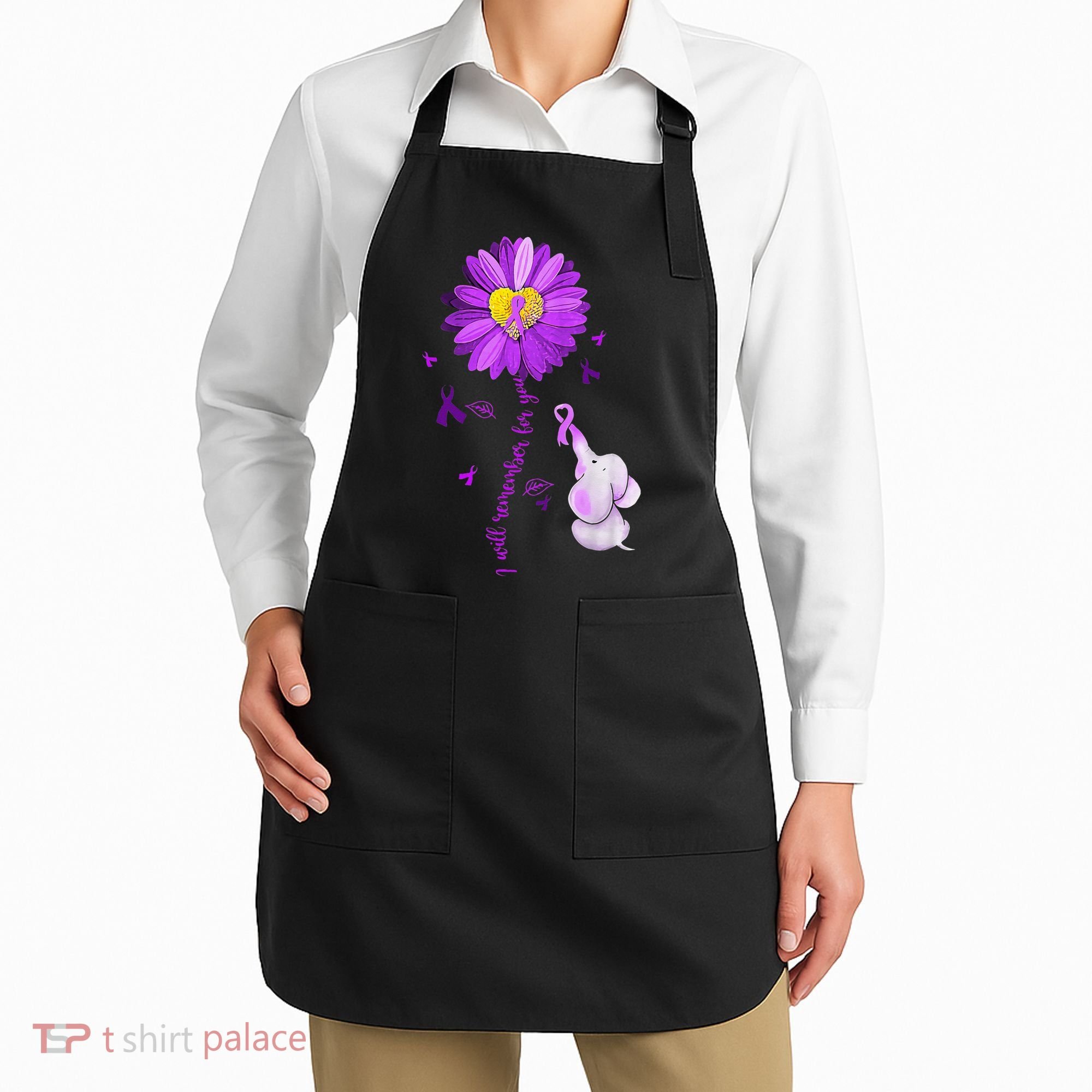 I Will Remember For You Elephant Alzheimers Awareness Apron
