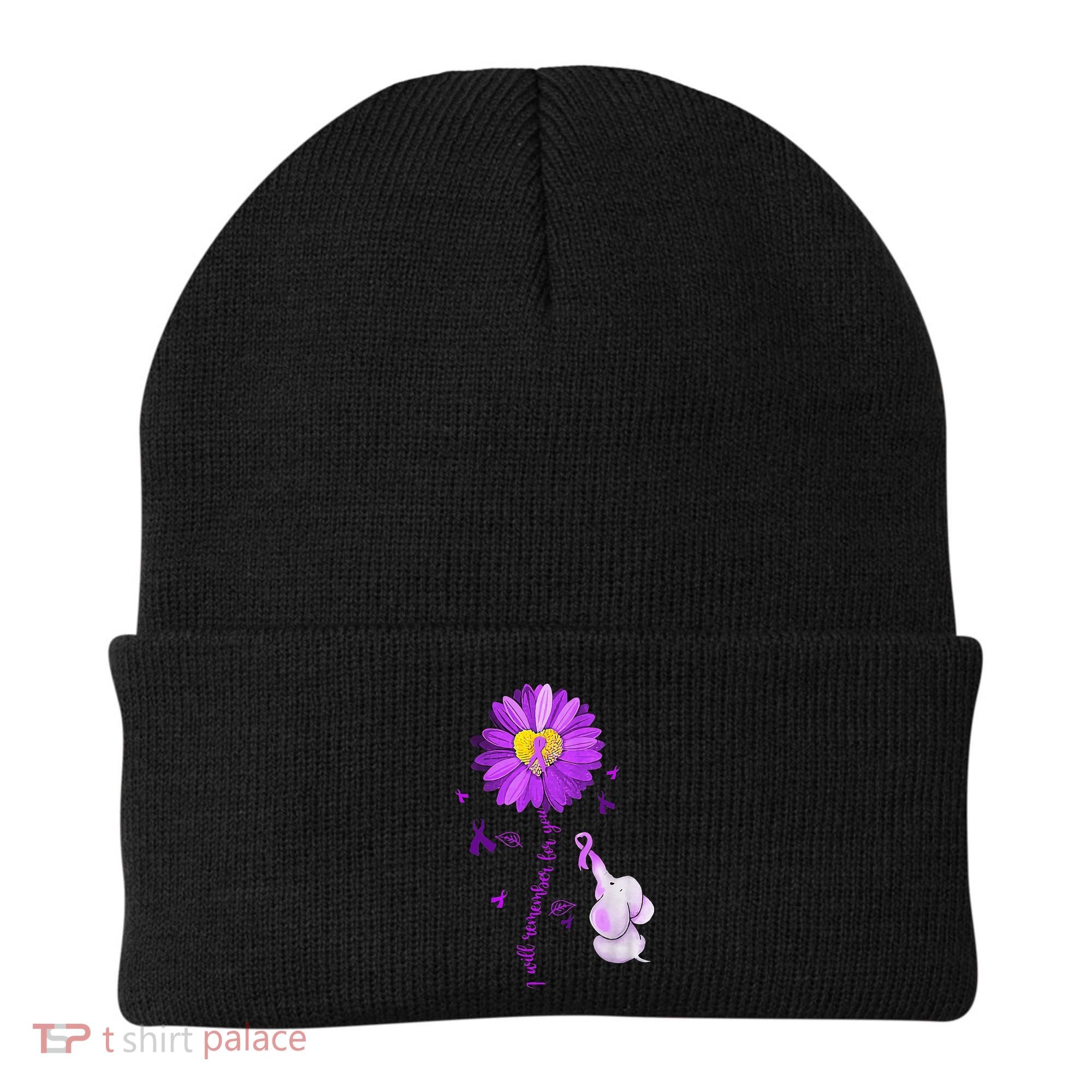 I Will Remember For You Elephant Alzheimers Awareness Beanie