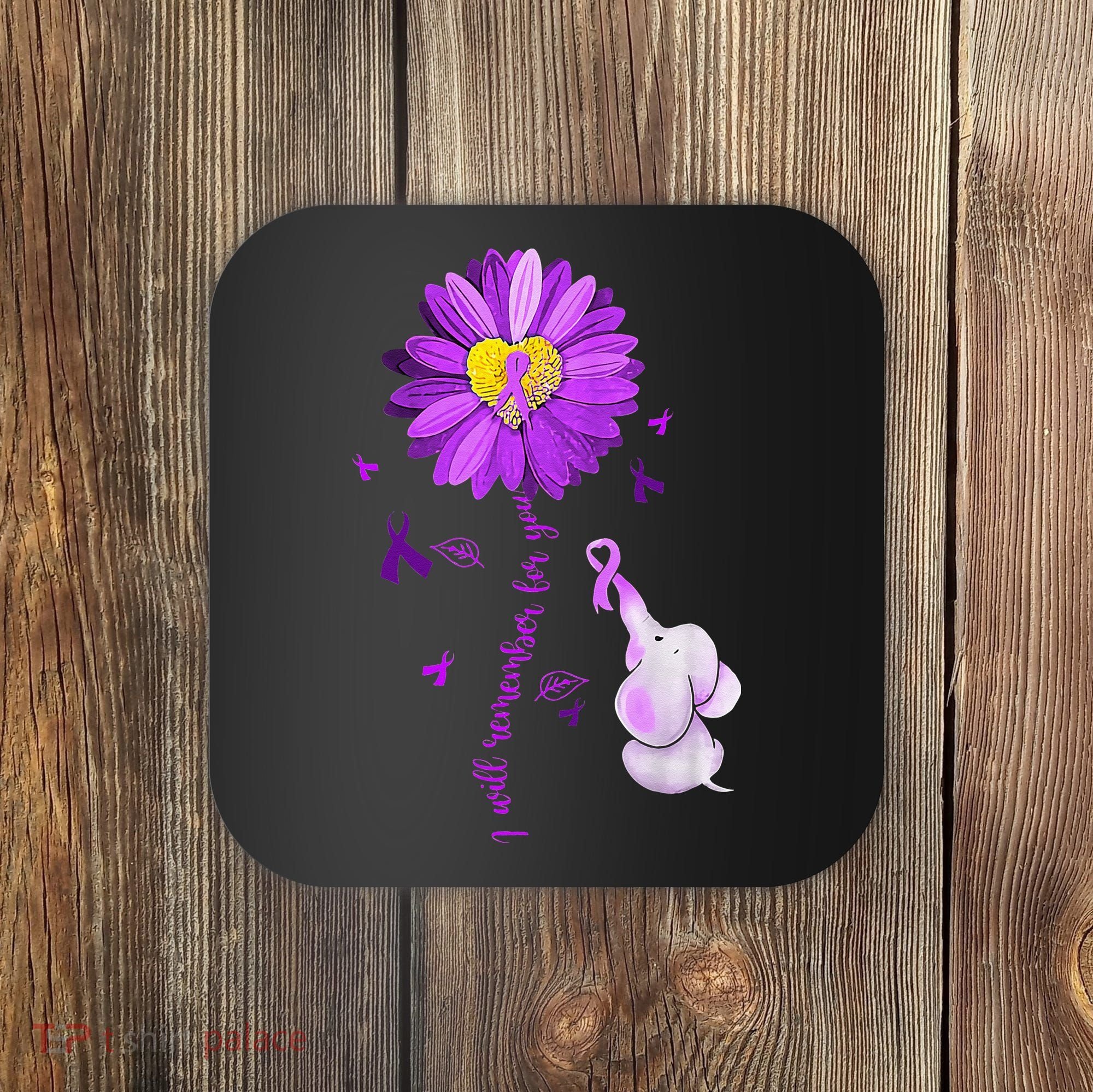 I Will Remember For You Elephant Alzheimers Awareness Coaster