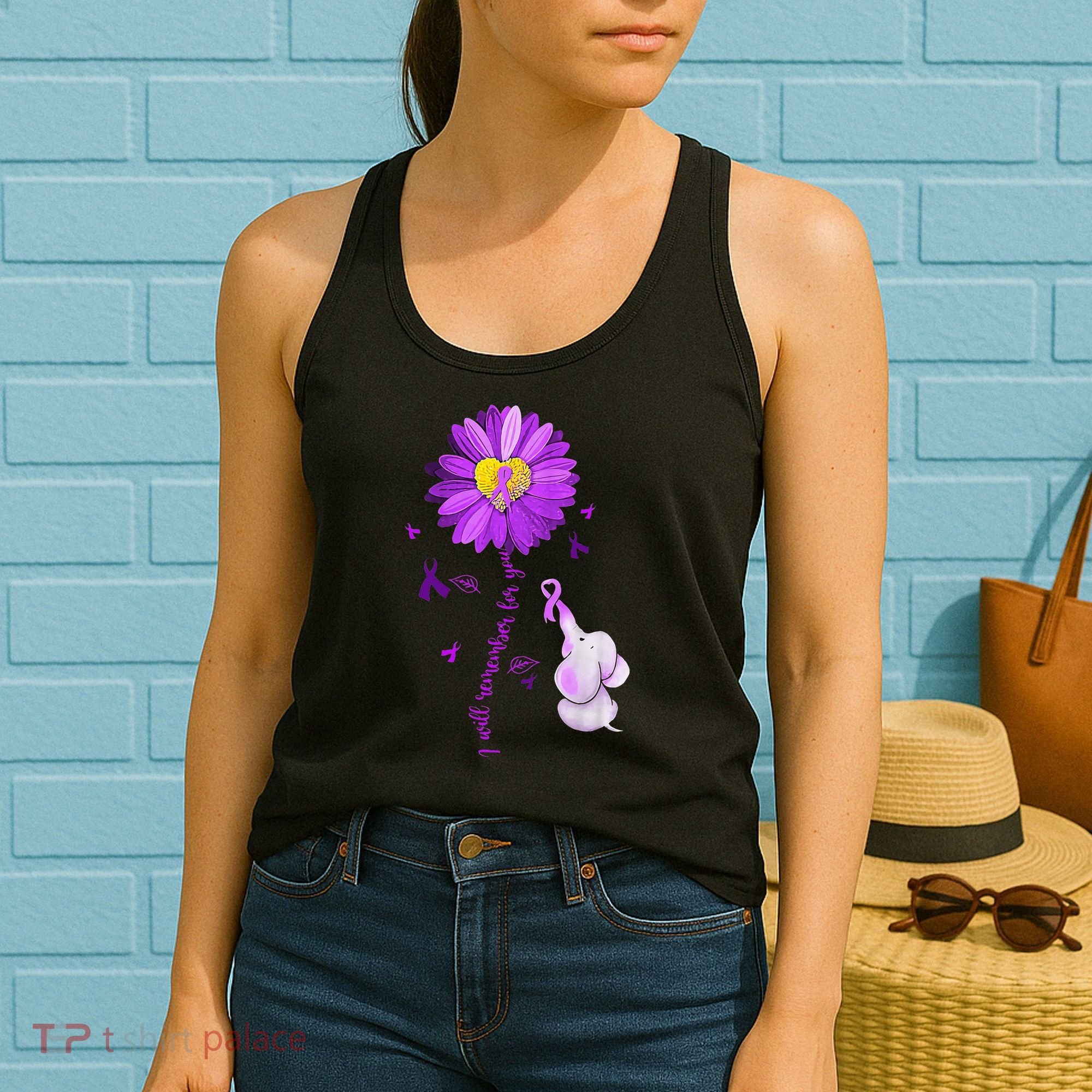 I Will Remember For You Elephant Alzheimers Awareness Women's Tank Top