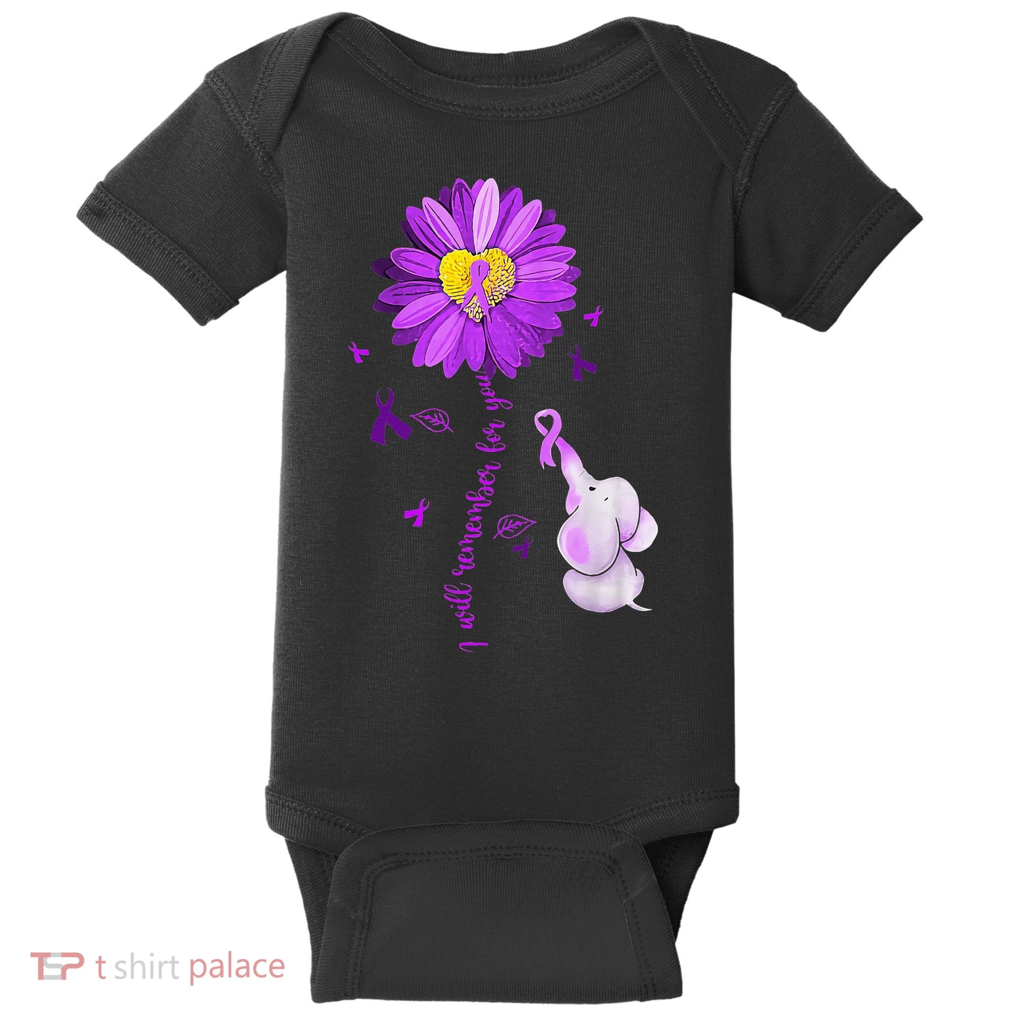 I Will Remember For You Elephant Alzheimers Awareness Baby Bodysuit