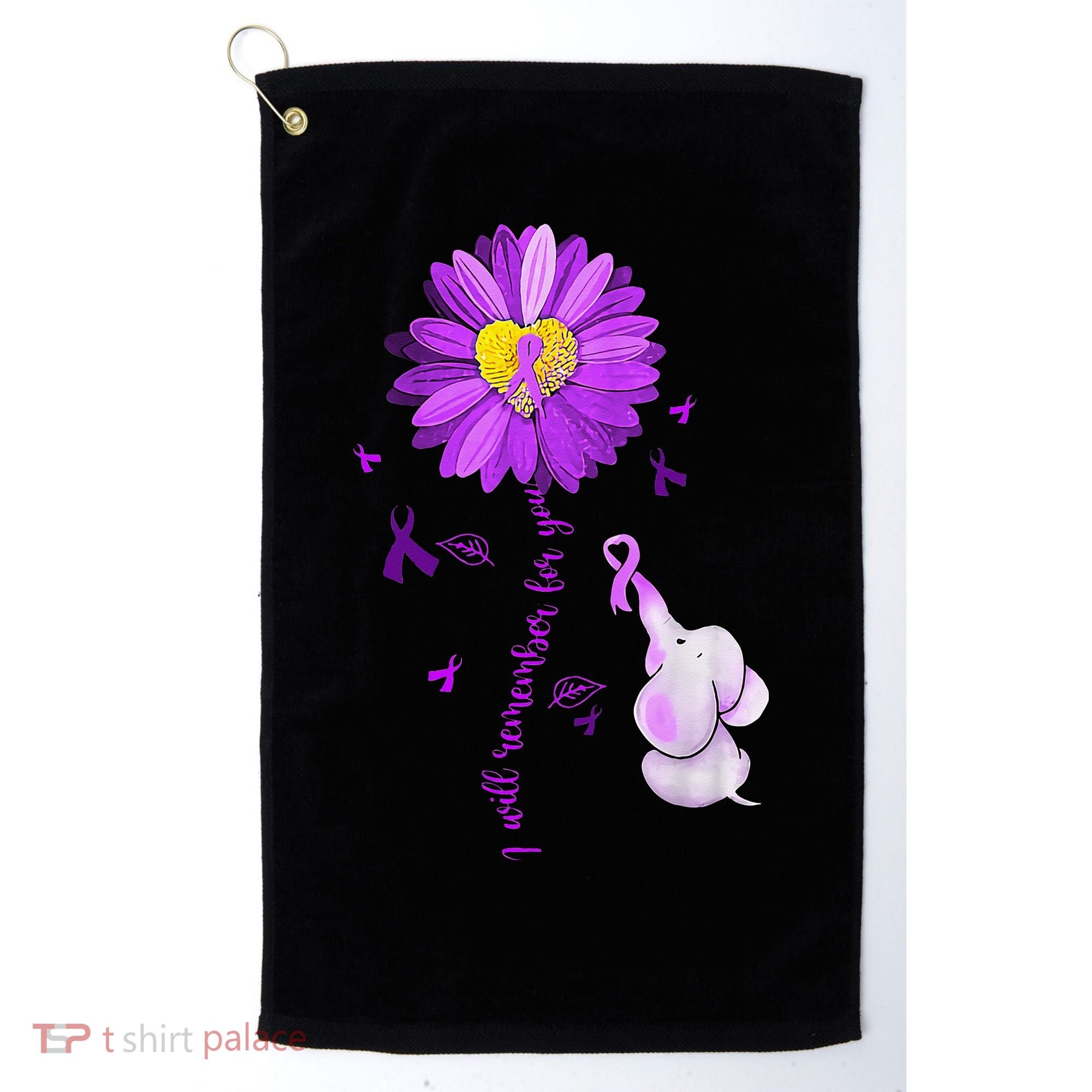 I Will Remember For You Elephant Alzheimers Awareness Golf Towel
