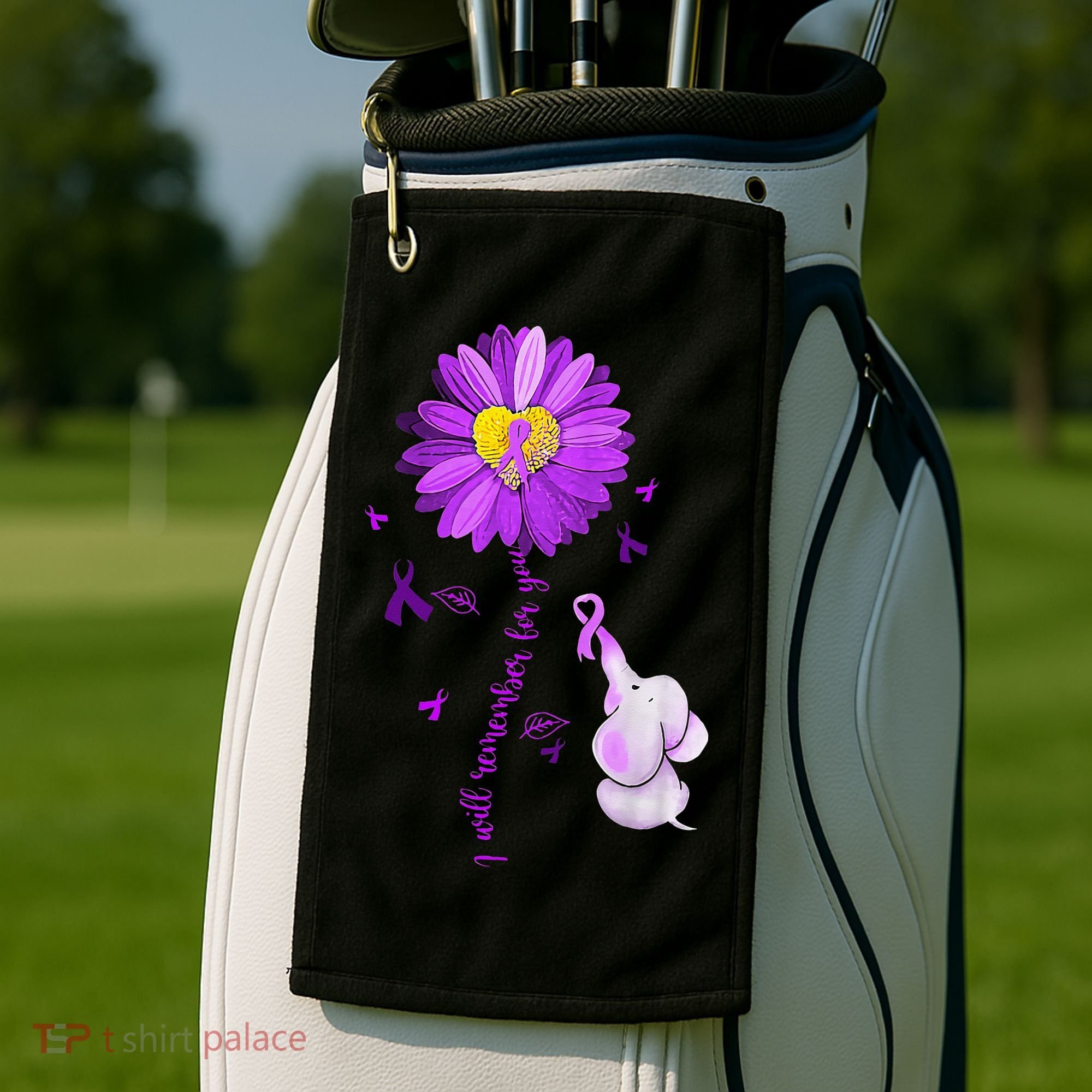I Will Remember For You Elephant Alzheimers Awareness Golf Towel