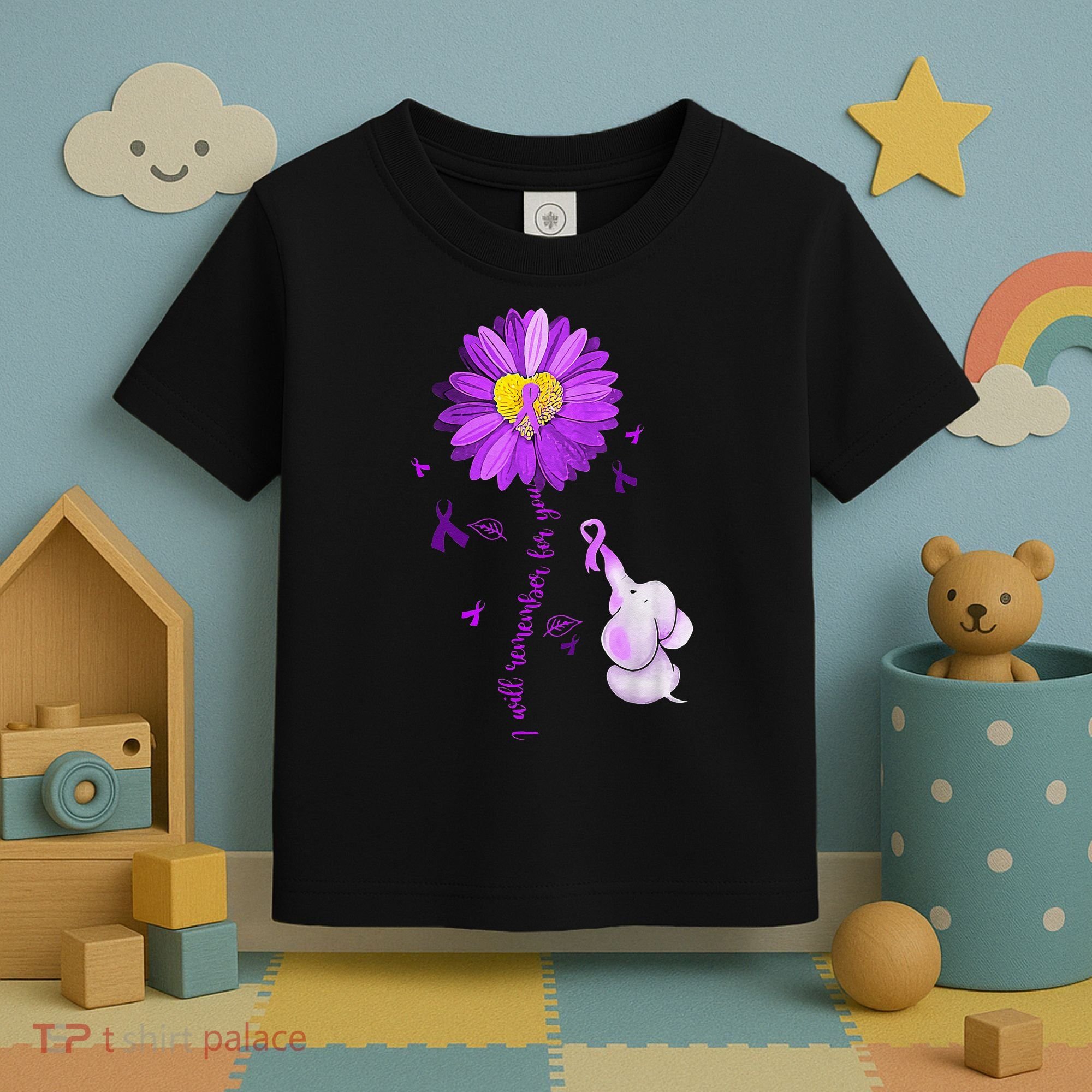 I Will Remember For You Elephant Alzheimers Awareness Toddler T-Shirt