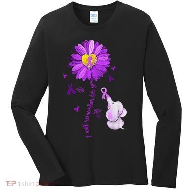 I Will Remember For You Elephant Alzheimers Awareness Women's Long Sleeve Shirt