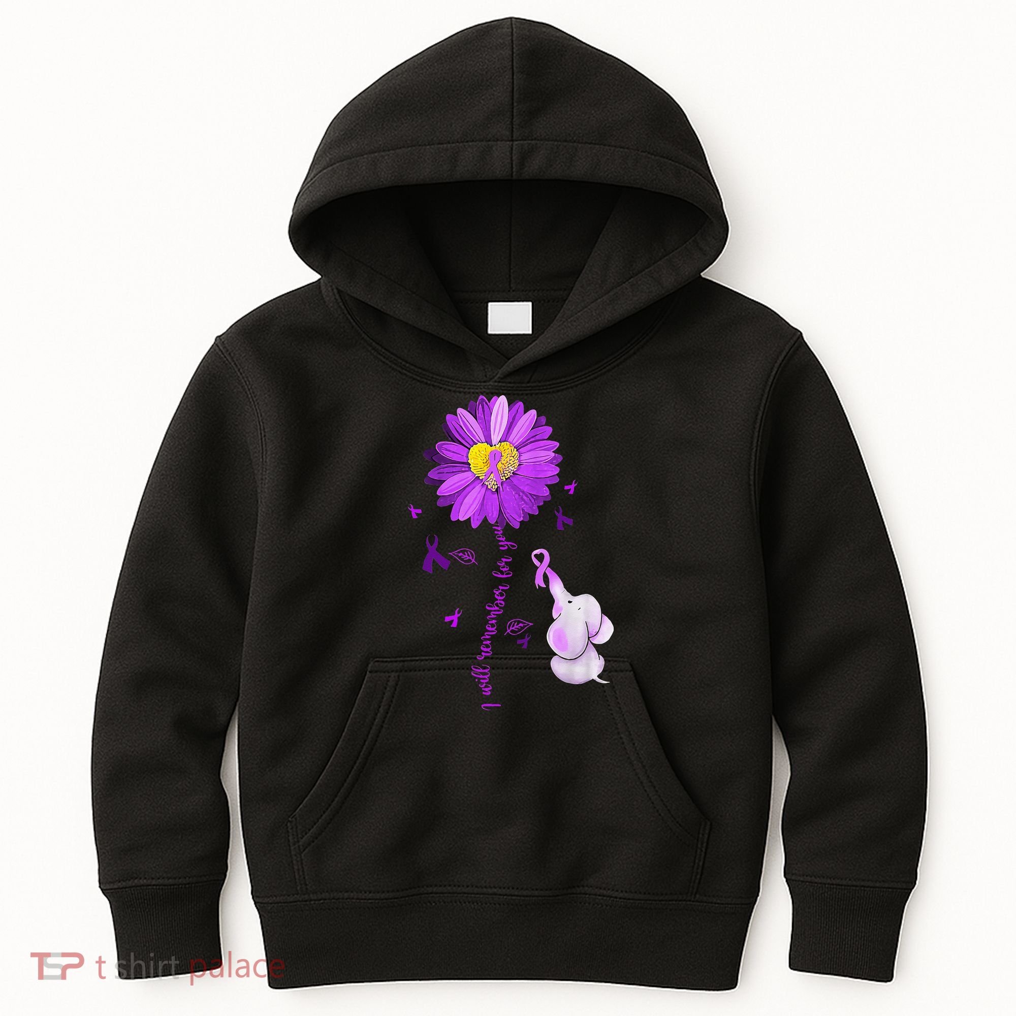 I Will Remember For You Elephant Alzheimers Awareness Kids Hoodie