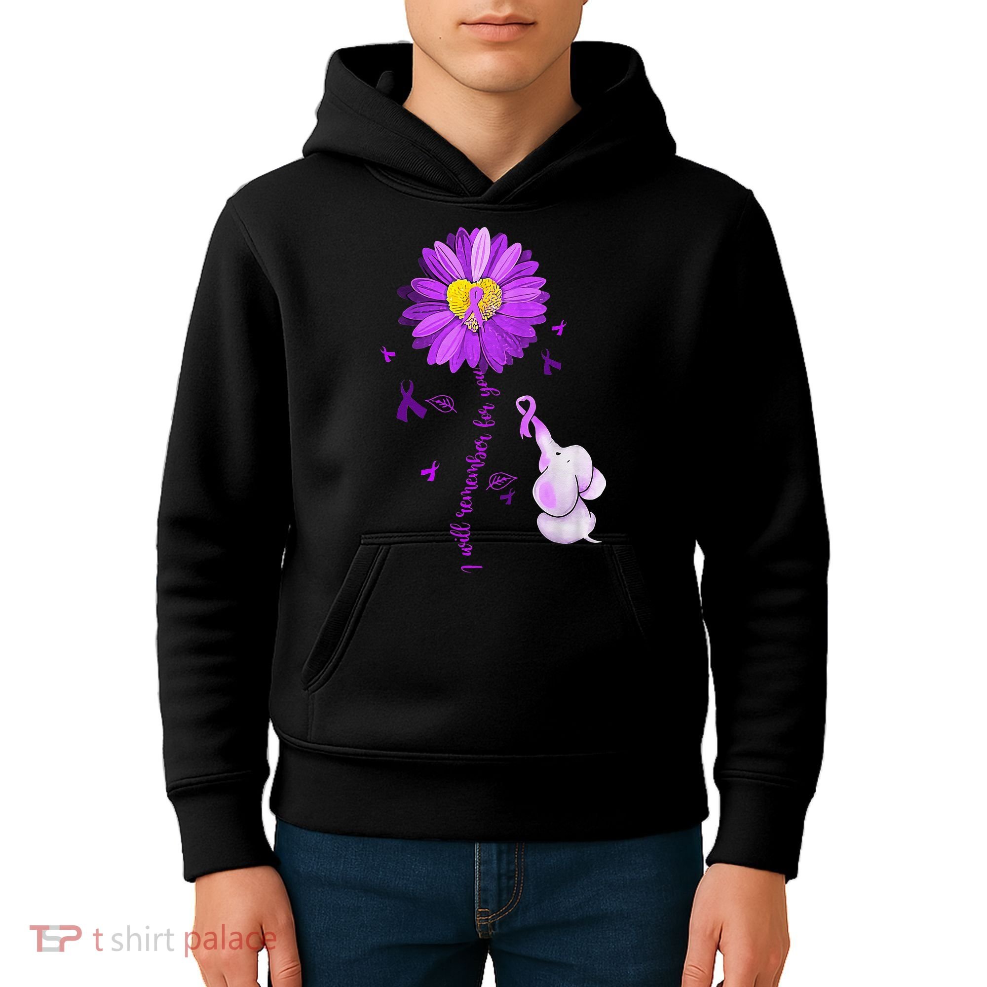 I Will Remember For You Elephant Alzheimers Awareness Kids Hoodie