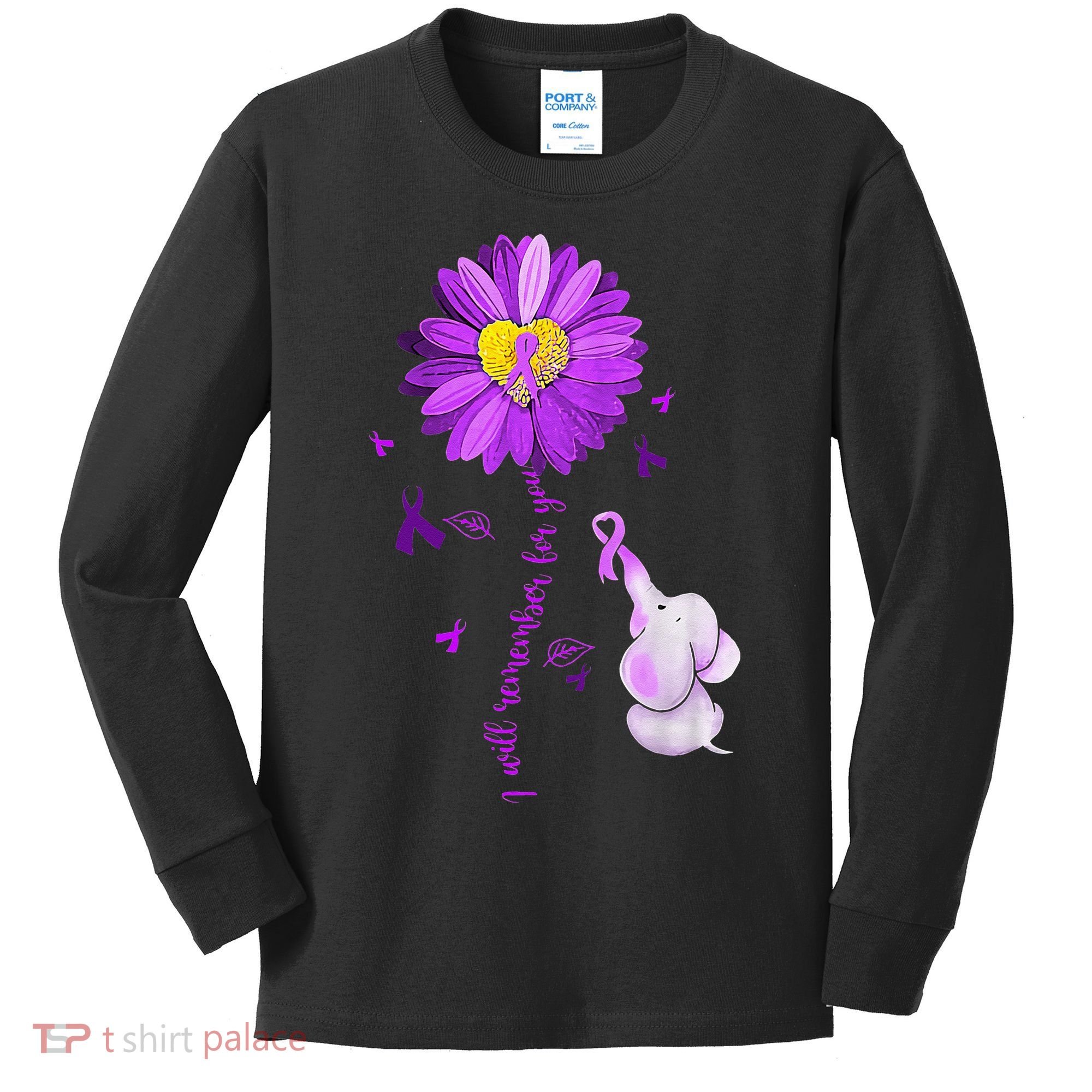 I Will Remember For You Elephant Alzheimers Awareness Kids Long Sleeve Shirt