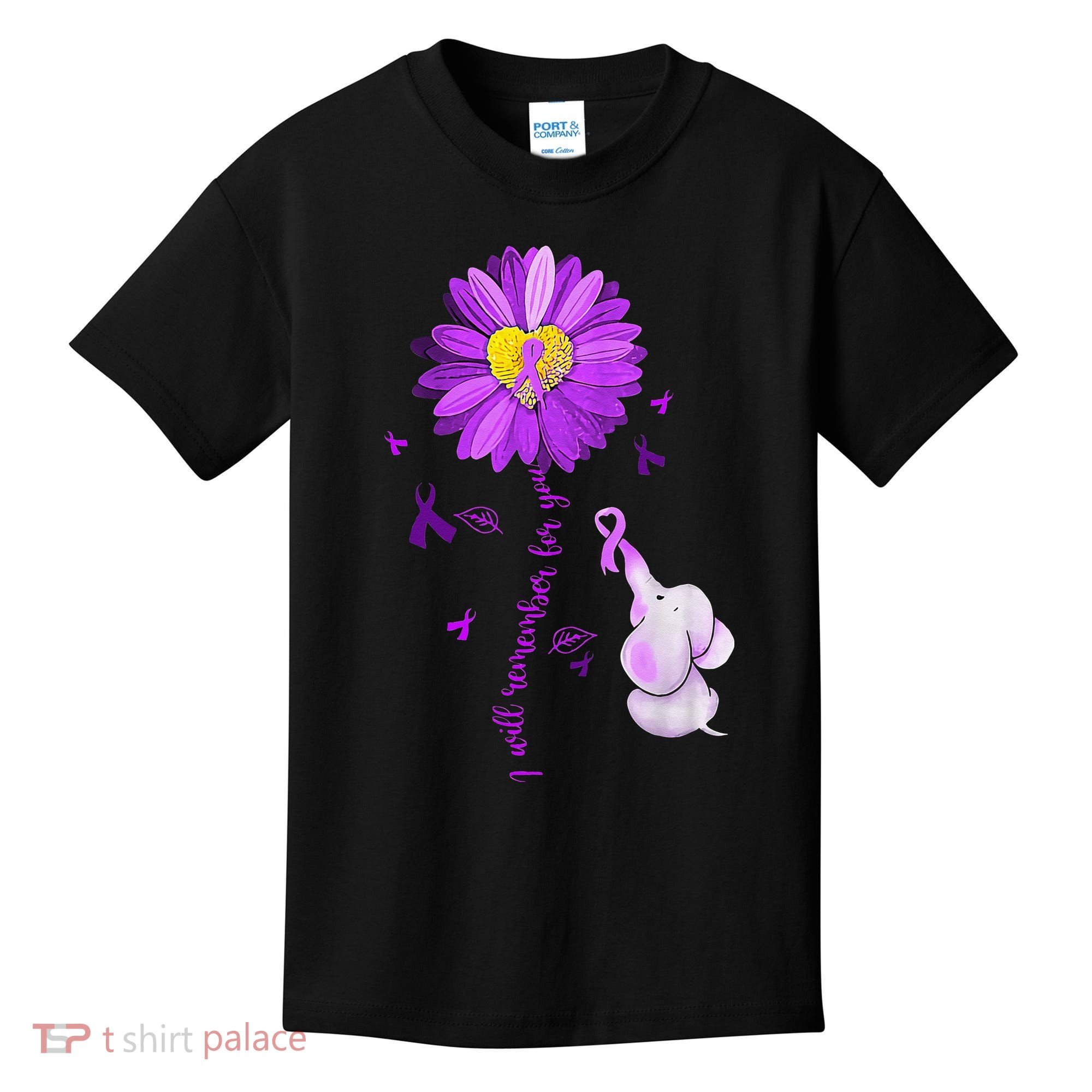 I Will Remember For You Elephant Alzheimers Awareness Kids T-Shirt