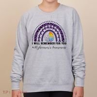 I Will Remember For You Rainbow Brain Alzheimer's Awareness Great Gift Women's Sweatshirt thumb 0