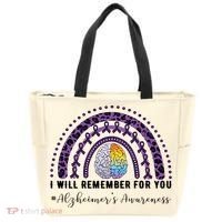 I Will Remember For You Rainbow Brain Alzheimer's Awareness Great Gift Tote Bag thumb 0
