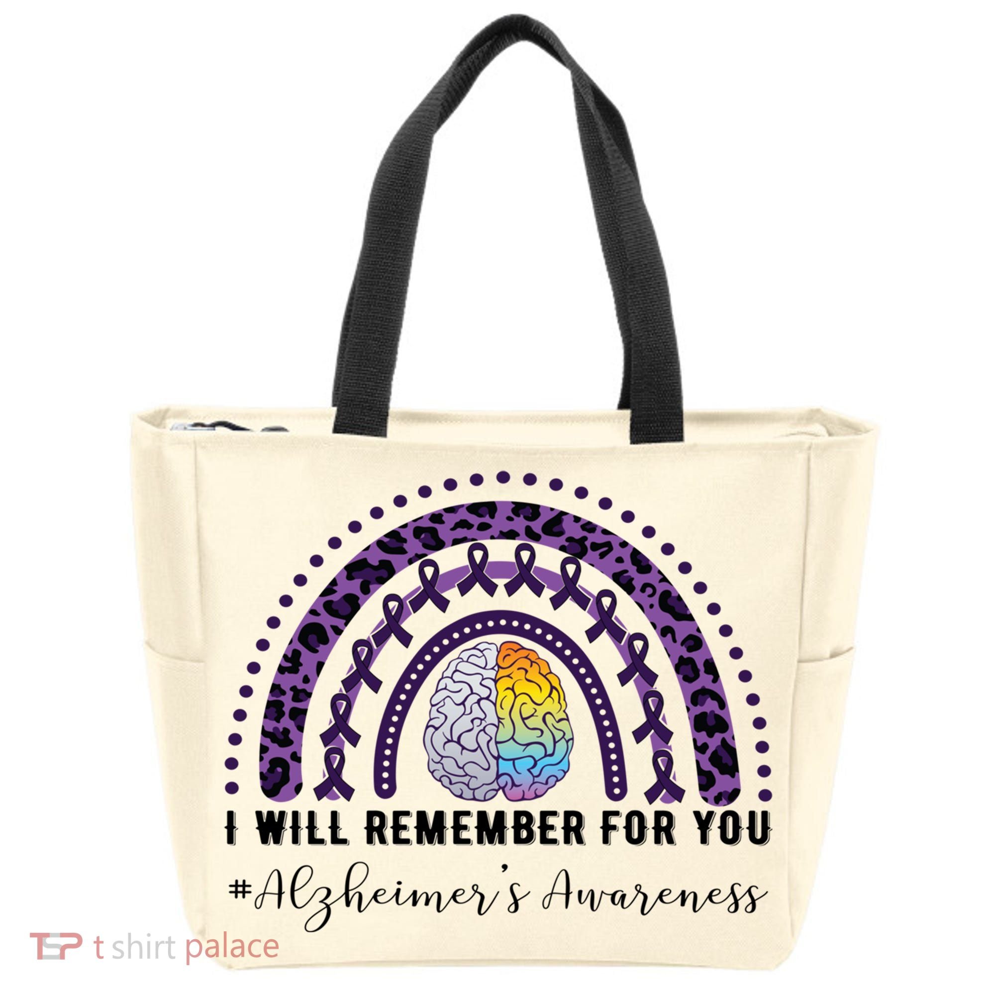 I Will Remember For You Rainbow Brain Alzheimer's Awareness Great Gift Tote Bag