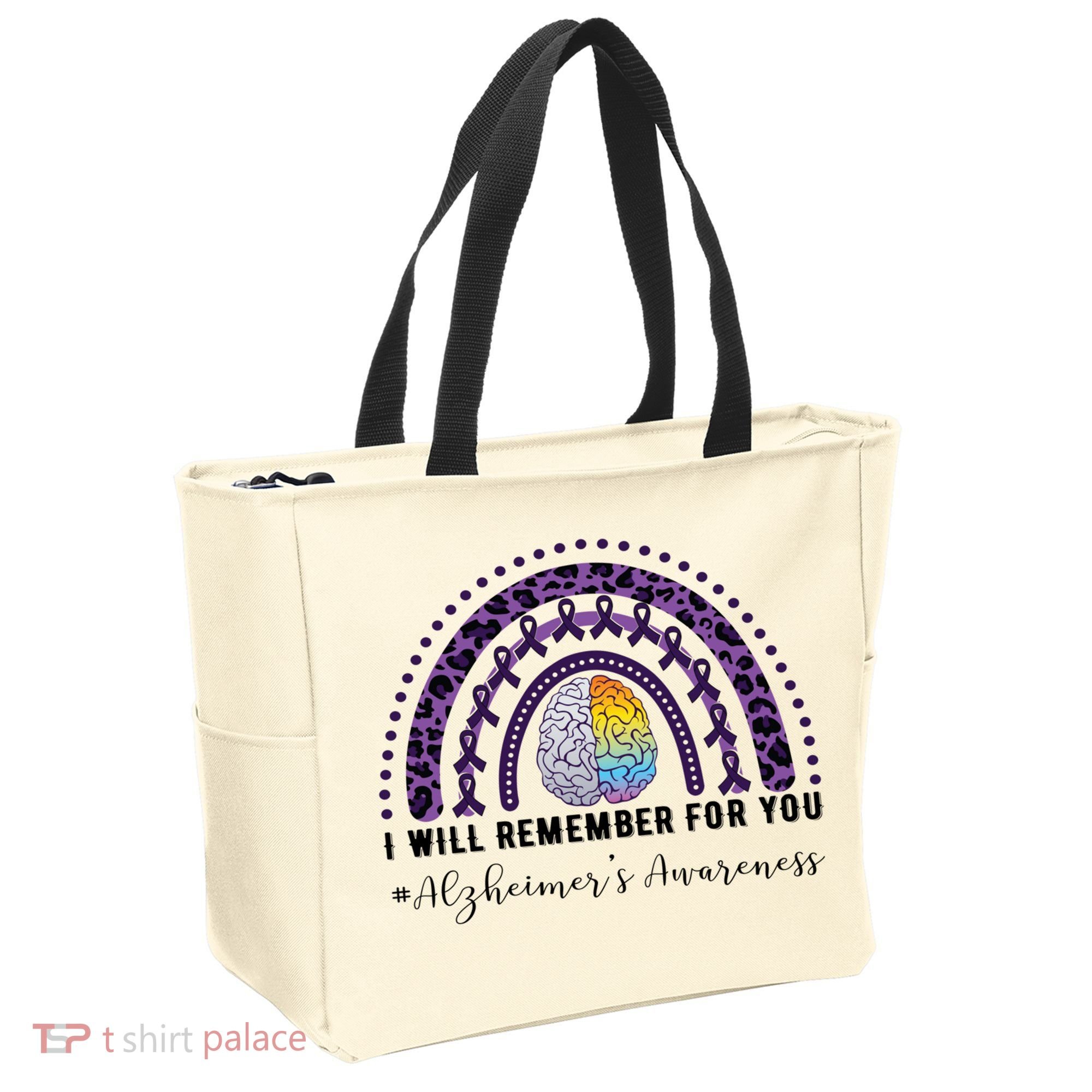I Will Remember For You Rainbow Brain Alzheimer's Awareness Great Gift Tote Bag