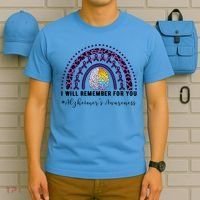 I Will Remember For You Rainbow Brain Alzheimer's Awareness Great Gift T-Shirt thumb 5