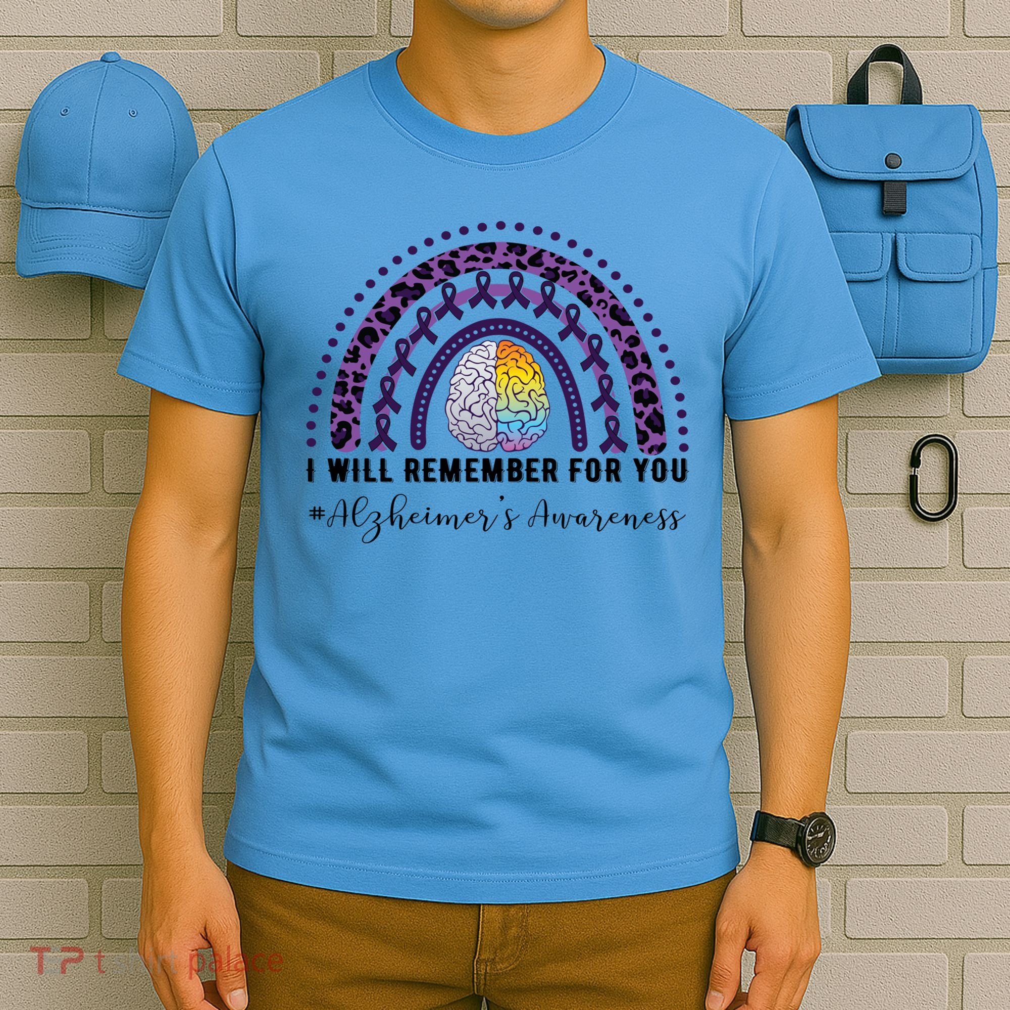 I Will Remember For You Rainbow Brain Alzheimer's Awareness Great Gift T-Shirt
