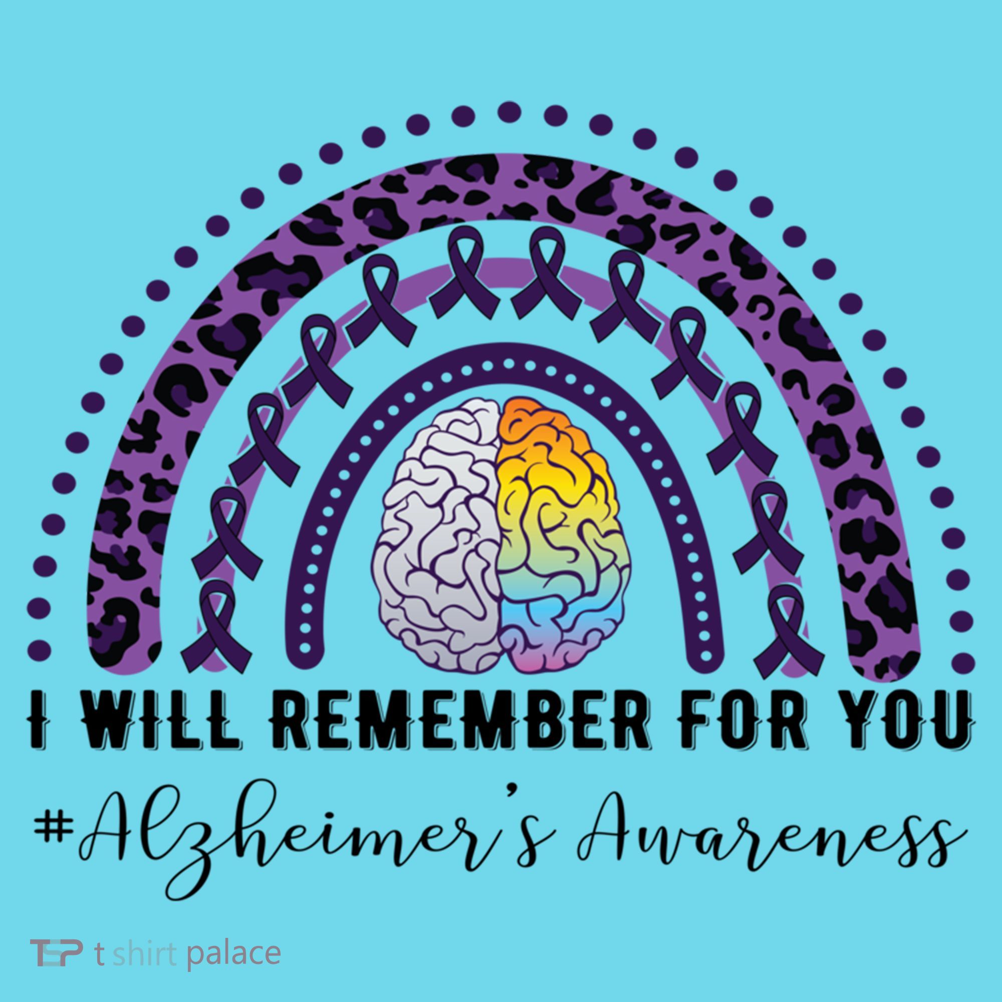 I Will Remember For You Rainbow Brain Alzheimer's Awareness Great Gift Button