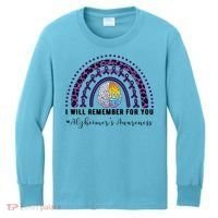 I Will Remember For You Rainbow Brain Alzheimer's Awareness Great Gift Kids Long Sleeve Shirt thumb 0