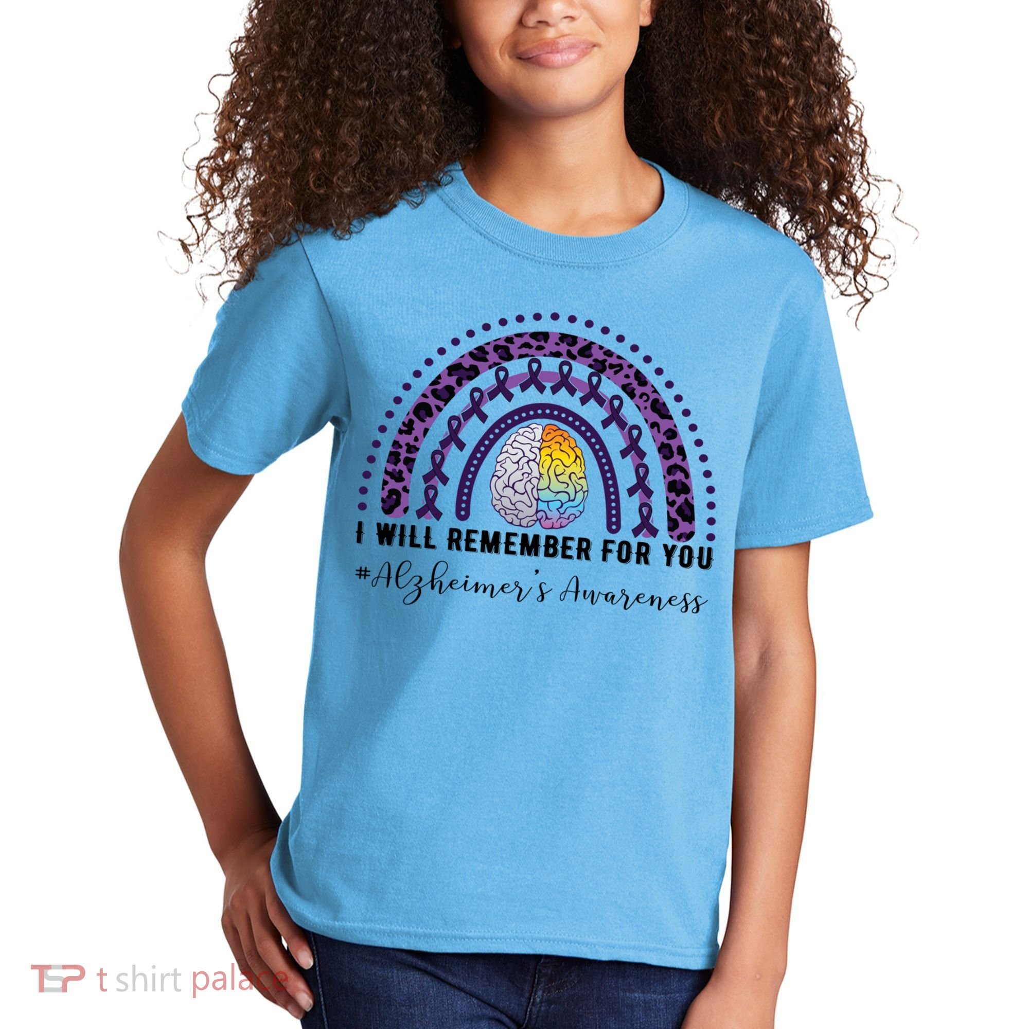 I Will Remember For You Rainbow Brain Alzheimer's Awareness Great Gift Kids T-Shirt