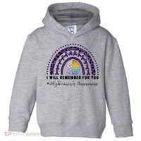 I Will Remember For You Rainbow Brain Alzheimer's Awareness Great Gift Toddler Hoodie thumb 0