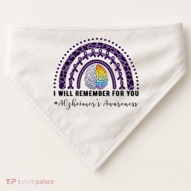 I Will Remember For You Rainbow Brain Alzheimer's Awareness Great Gift USA-Made Doggie Bandana