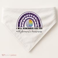 I Will Remember For You Rainbow Brain Alzheimer's Awareness Great Gift USA-Made Doggie Bandana thumb 0