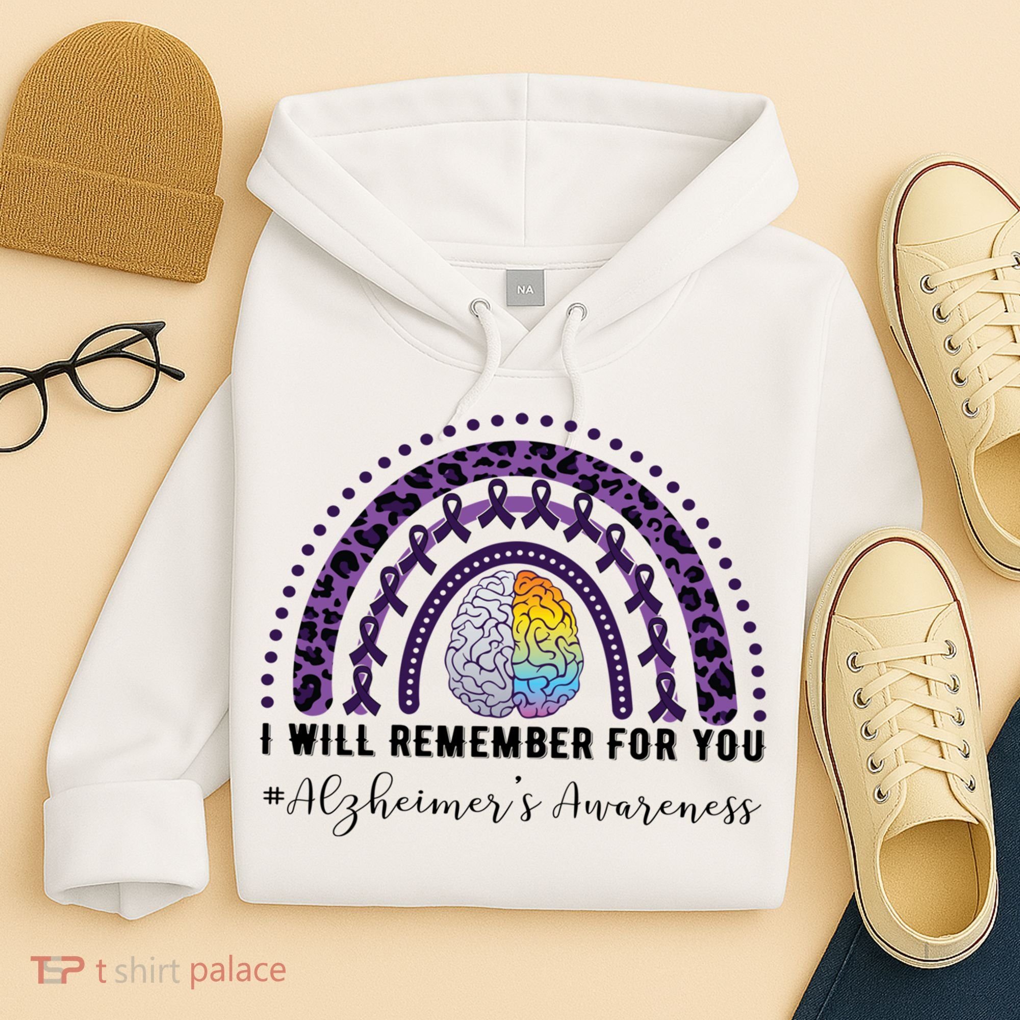 I Will Remember For You Rainbow Brain Alzheimer's Awareness Great Gift Hoodie