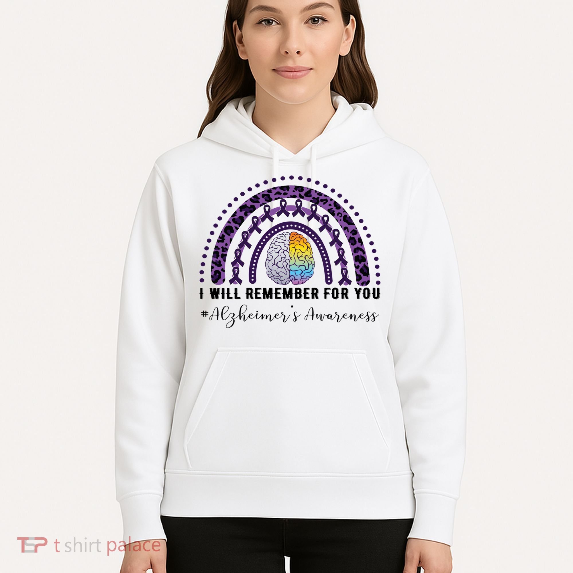 I Will Remember For You Rainbow Brain Alzheimer's Awareness Great Gift Hoodie