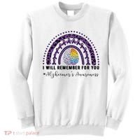 I Will Remember For You Rainbow Brain Alzheimer's Awareness Great Gift Sweatshirt thumb 0