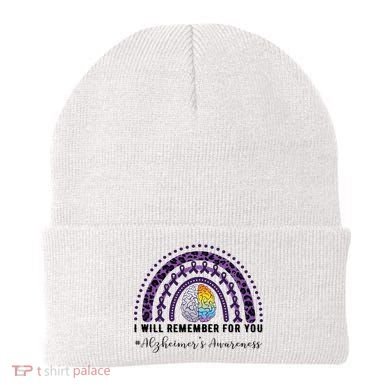 I Will Remember For You Rainbow Brain Alzheimer's Awareness Great Gift Beanie