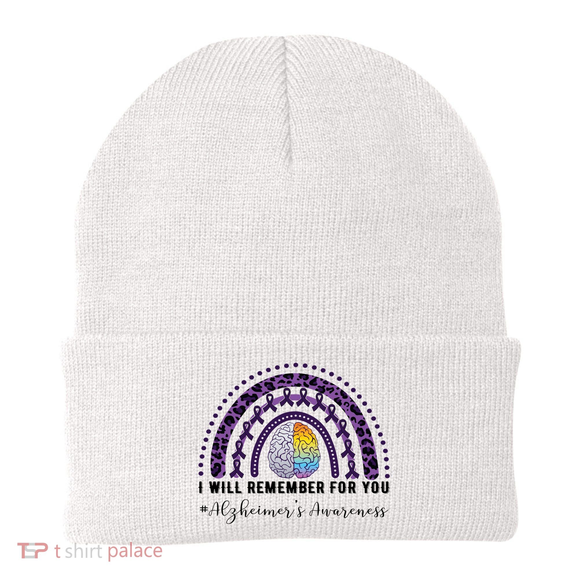 I Will Remember For You Rainbow Brain Alzheimer's Awareness Great Gift Beanie