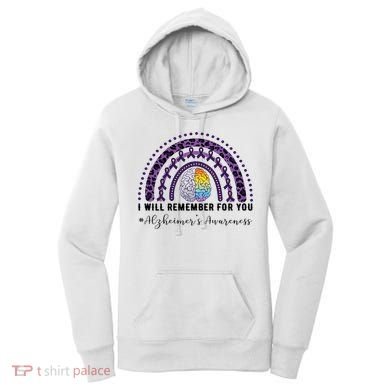 I Will Remember For You Rainbow Brain Alzheimer's Awareness Great Gift Women's Hoodie