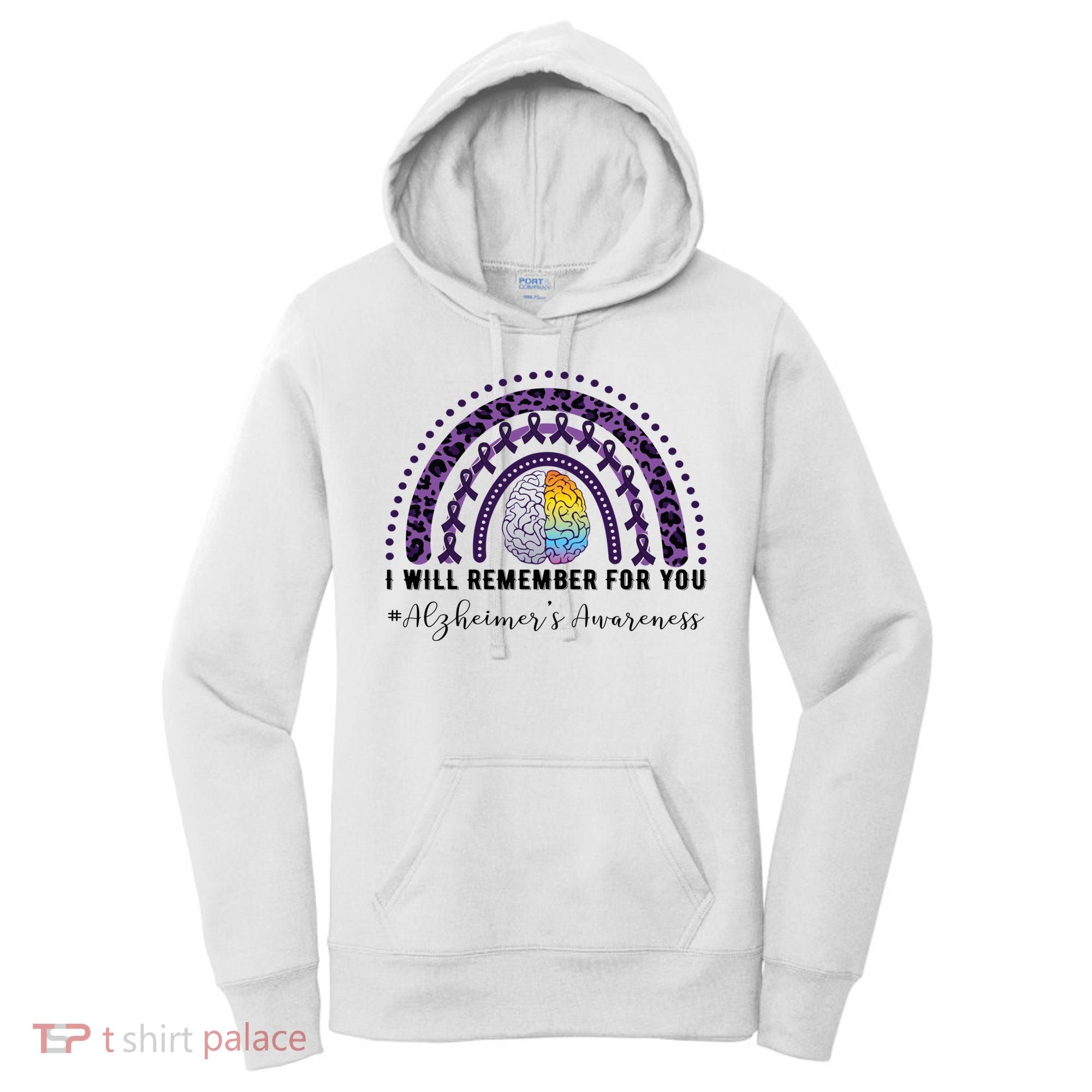 I Will Remember For You Rainbow Brain Alzheimer's Awareness Great Gift Women's Hoodie