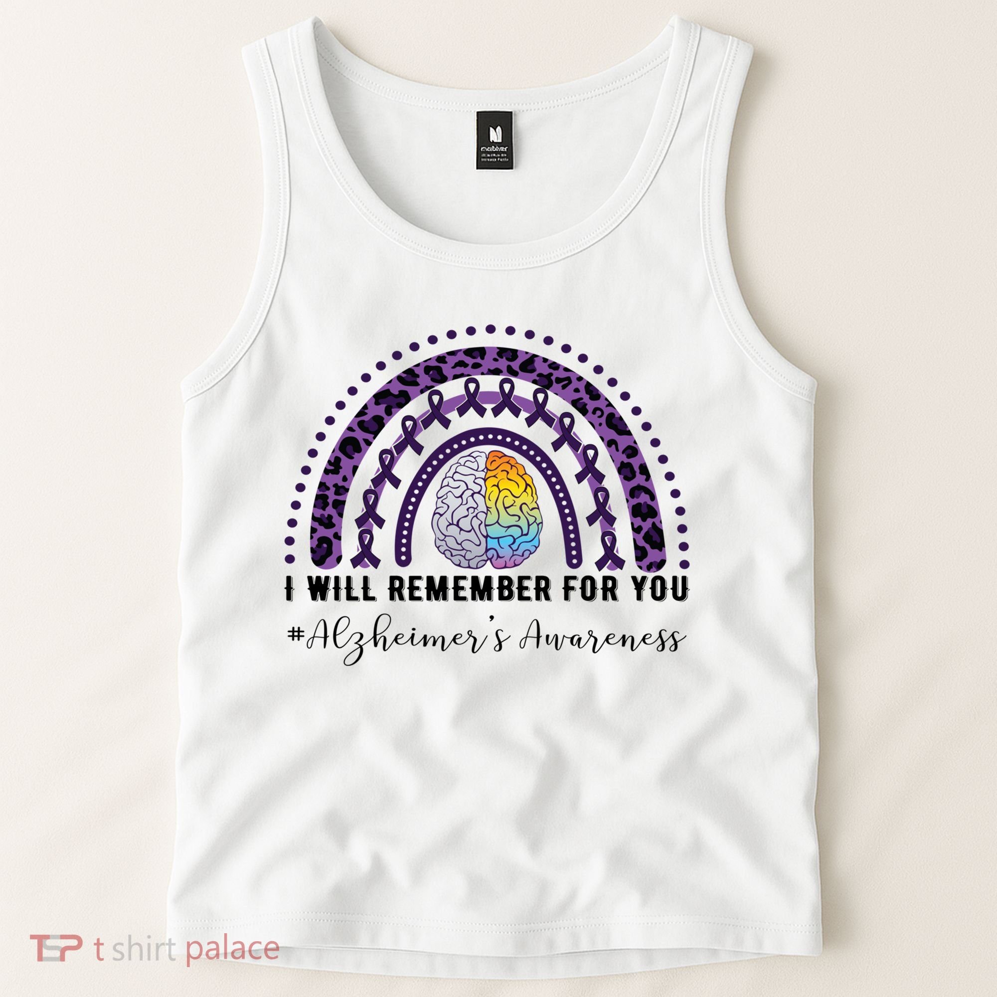I Will Remember For You Rainbow Brain Alzheimer's Awareness Great Gift Tank Top