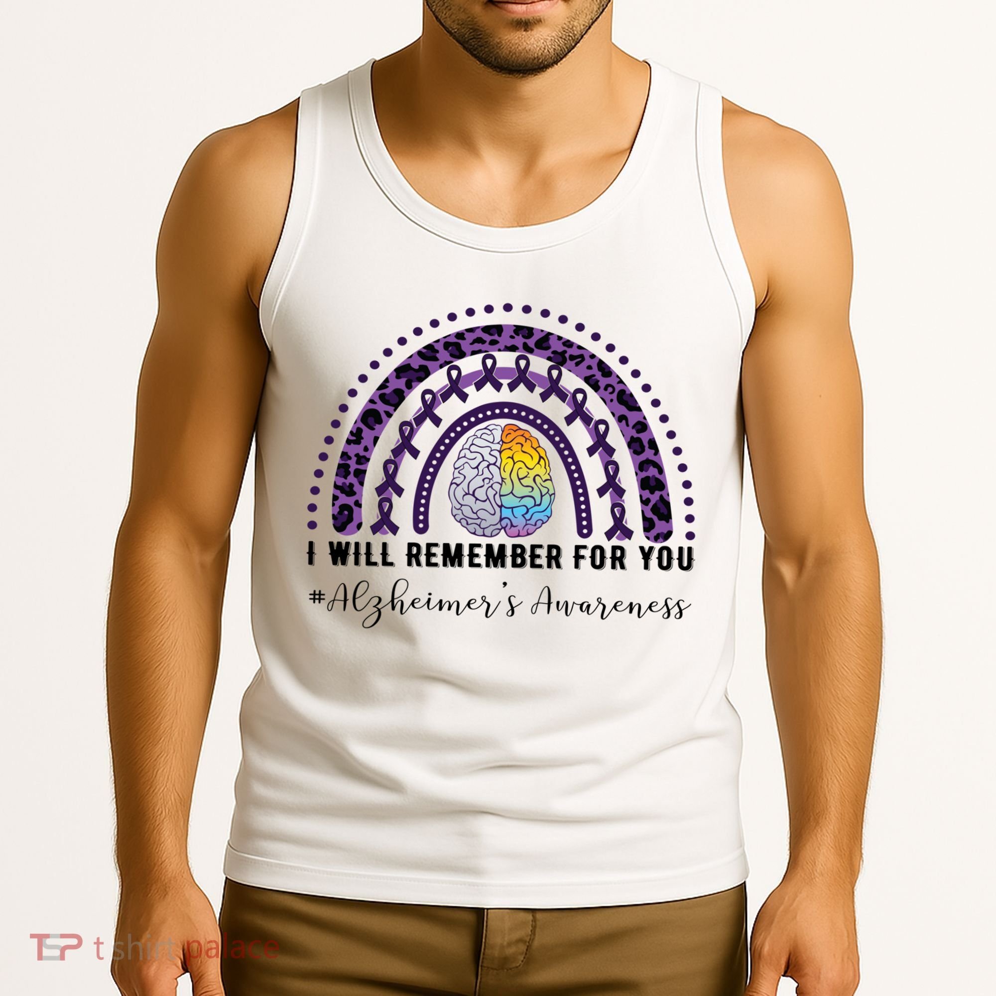 I Will Remember For You Rainbow Brain Alzheimer's Awareness Great Gift Tank Top