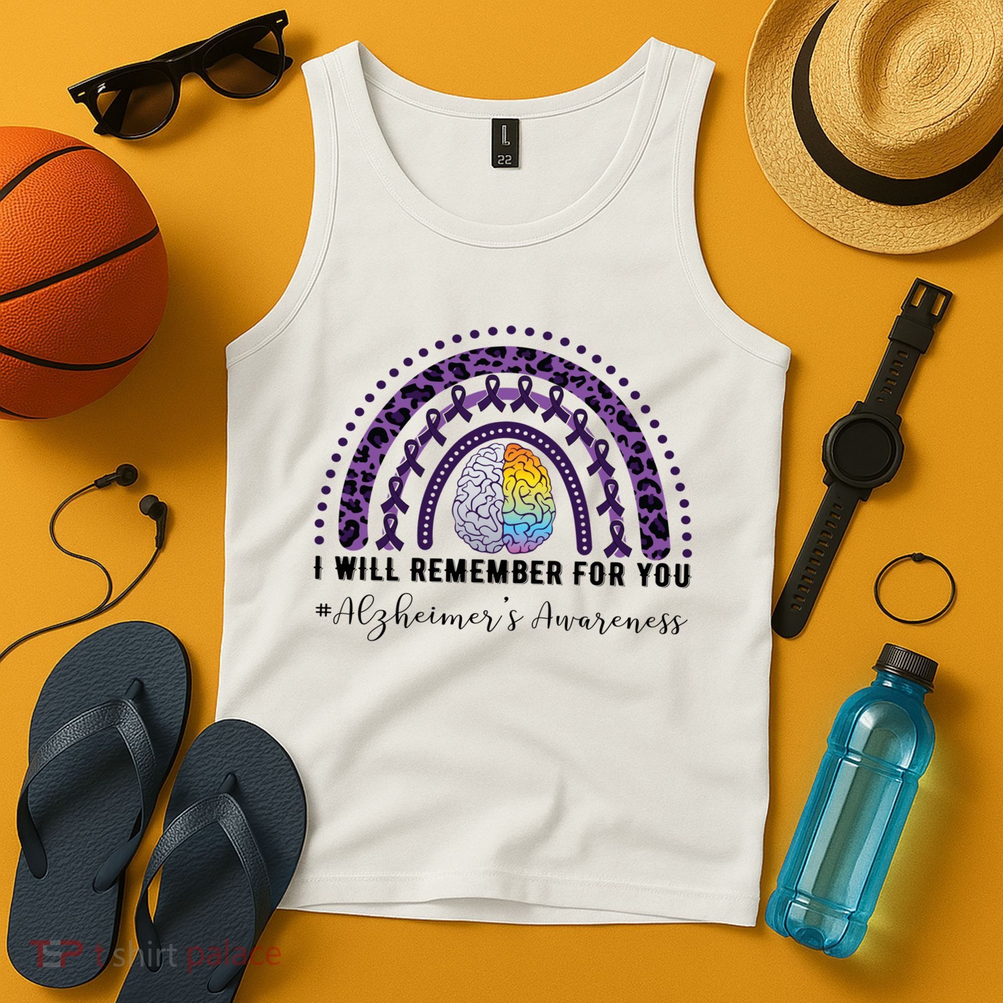 I Will Remember For You Rainbow Brain Alzheimer's Awareness Great Gift Tank Top