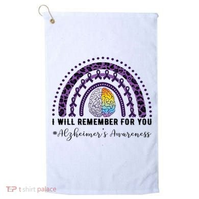 I Will Remember For You Rainbow Brain Alzheimer's Awareness Great Gift Golf Towel