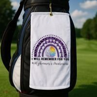 I Will Remember For You Rainbow Brain Alzheimer's Awareness Great Gift Golf Towel thumb 2