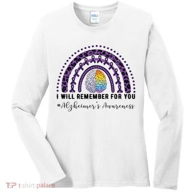 I Will Remember For You Rainbow Brain Alzheimer's Awareness Great Gift Women's Long Sleeve Shirt