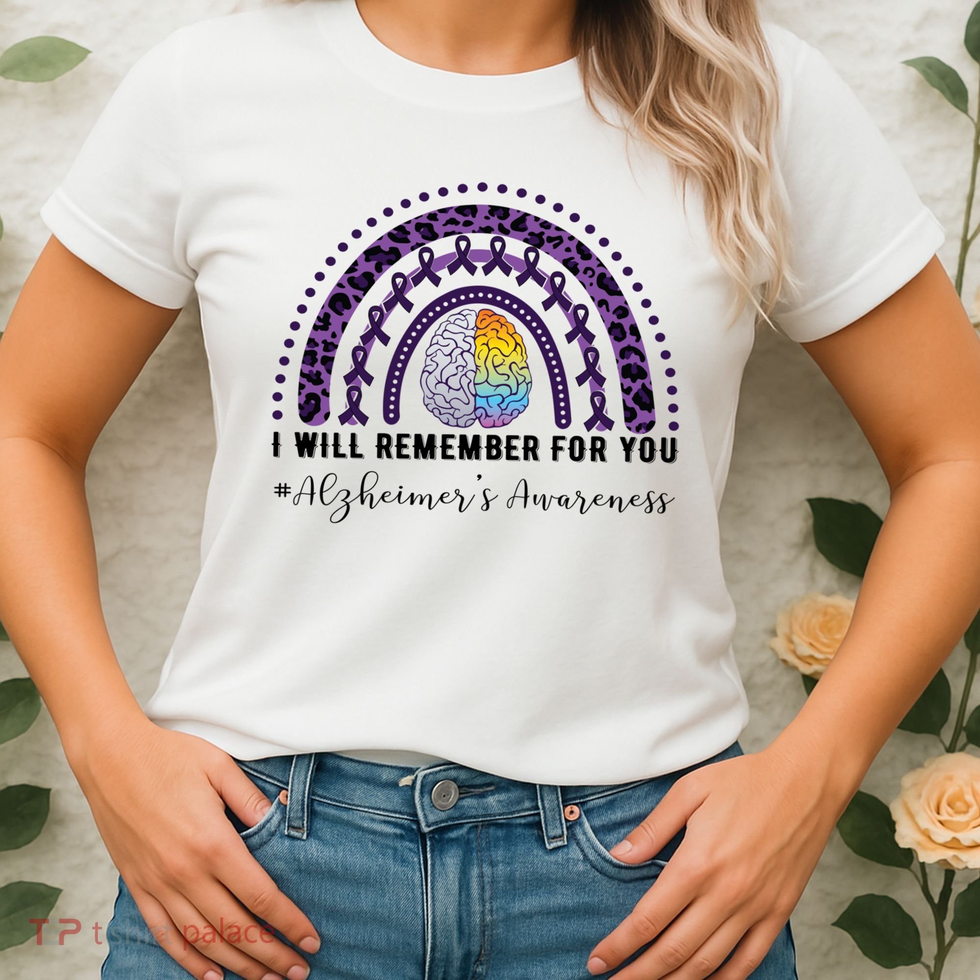 I Will Remember For You Rainbow Brain Alzheimer's Awareness Great Gift Women's T-Shirt