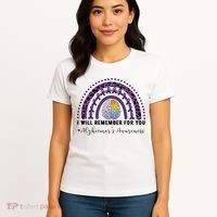 I Will Remember For You Rainbow Brain Alzheimer's Awareness Great Gift Women's T-Shirt thumb 4