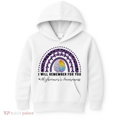 I Will Remember For You Rainbow Brain Alzheimer's Awareness Great Gift Kids Hoodie