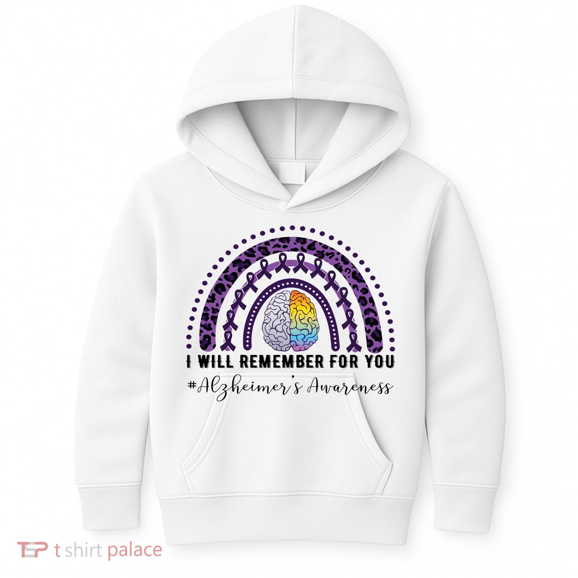 I Will Remember For You Rainbow Brain Alzheimer's Awareness Great Gift Kids Hoodie