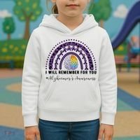 I Will Remember For You Rainbow Brain Alzheimer's Awareness Great Gift Kids Hoodie thumb 3