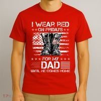 I Wear Red On Friday For My Dad Combat Boots Veteran Day T-Shirt thumb 3